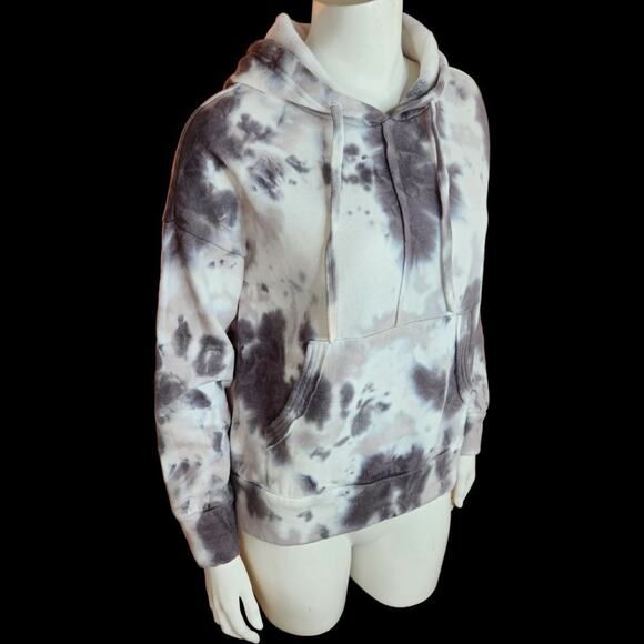 Free People Movement Work It Out Hoodie Sweatshirt XSmall Gray Black Tie Dye NWT - Picture 3 of 10